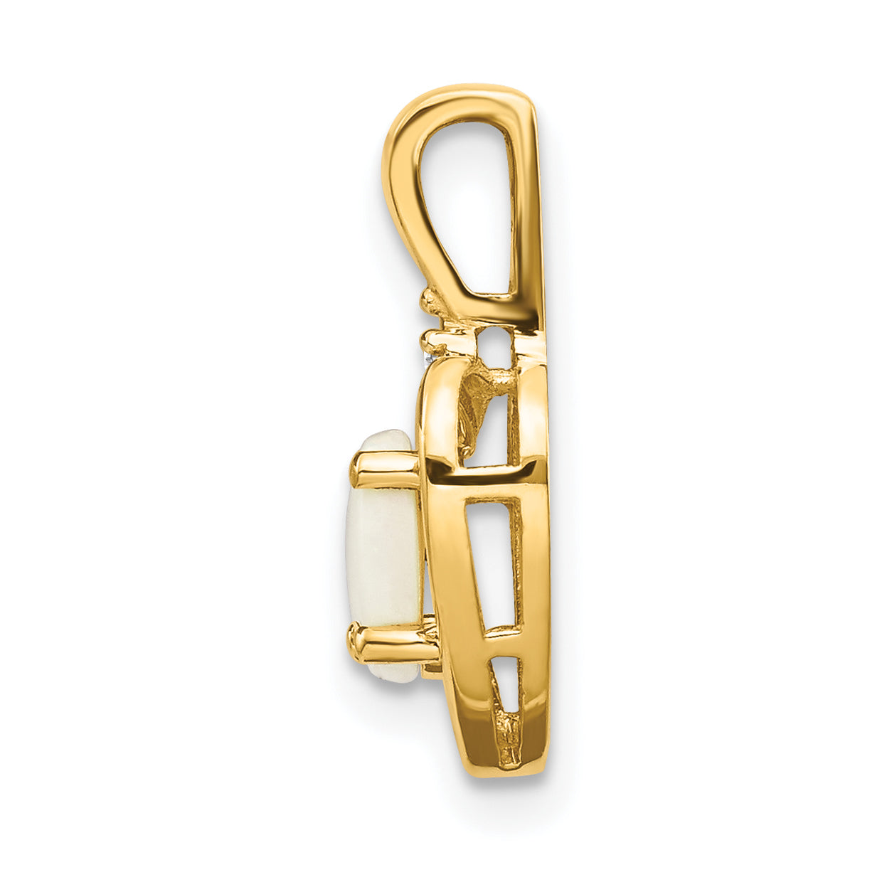 10K Gold Opal and Diamond Pendant with Polished Finish Elegant October Birthstone Secondary image