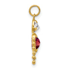 10K Gold January Boy Birthstone Charm with Polished Hollow Design