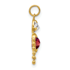 10K Gold January Boy Birthstone Charm with Polished Hollow Design