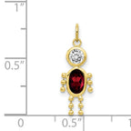 10K Gold January Boy Birthstone Charm with Polished Hollow Design