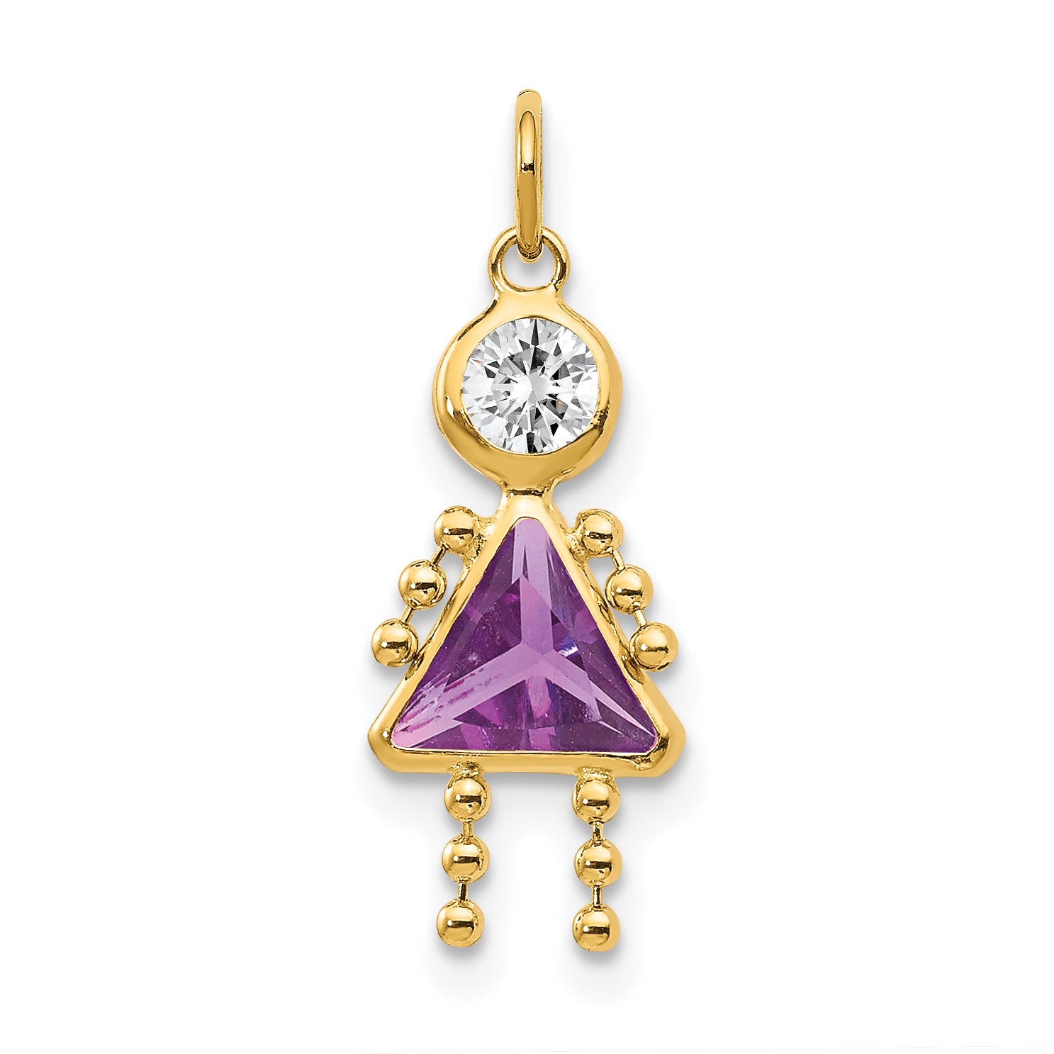 10k February Girl Birthstone Charm Main image