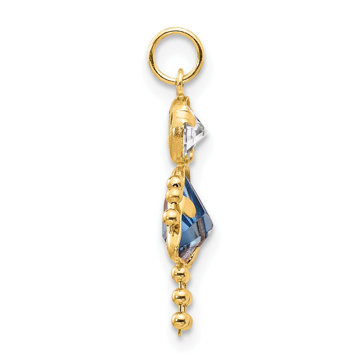 10K Yellow Gold March Birthstone Girl Charm with Polished Finish Secondary image