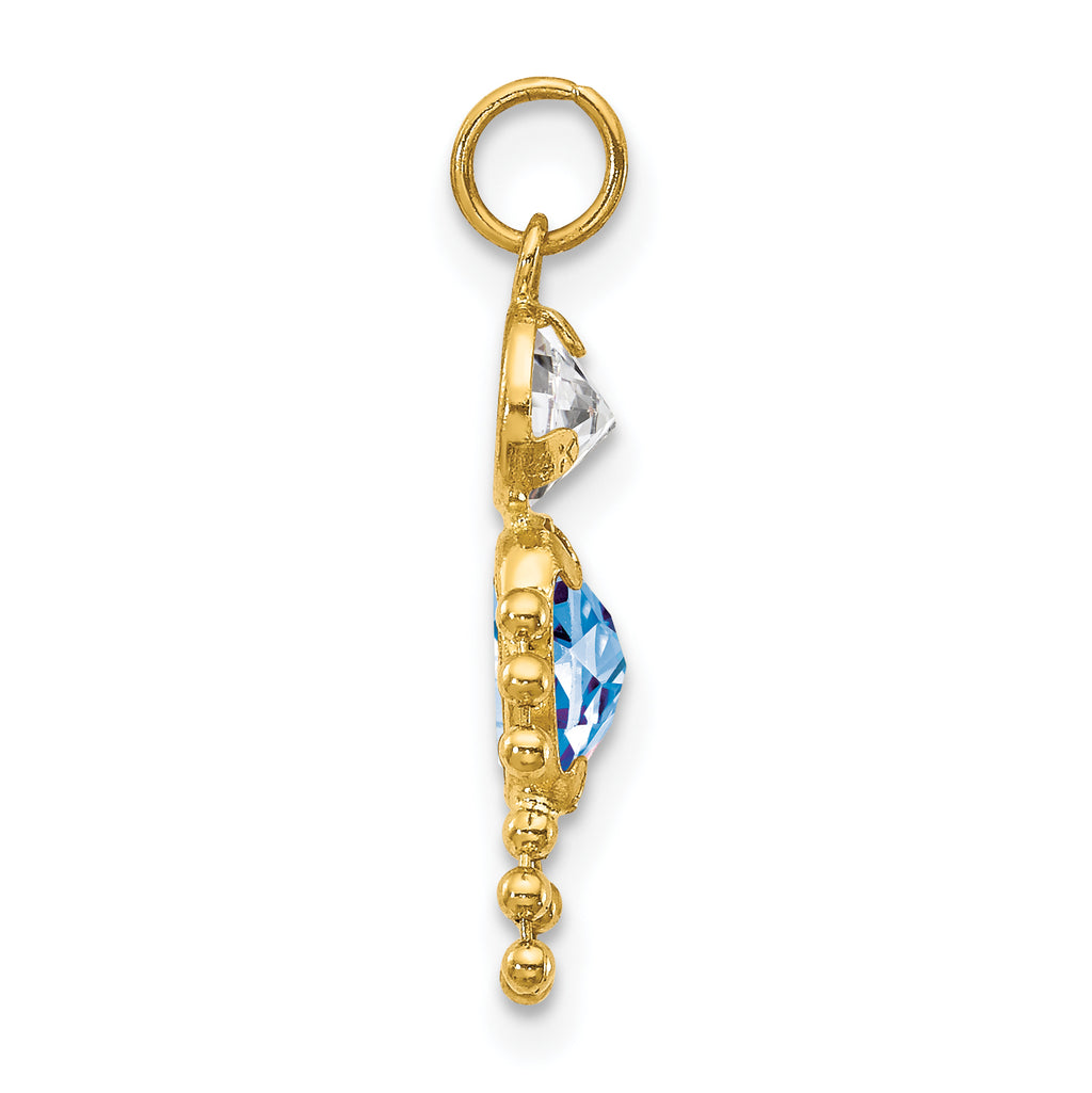10K Gold March Boy Birthstone Charm with Polished Finish