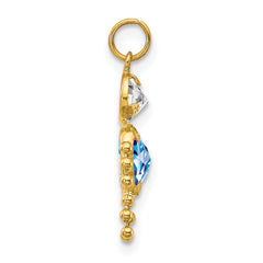 10K Gold March Boy Birthstone Charm with Polished Finish