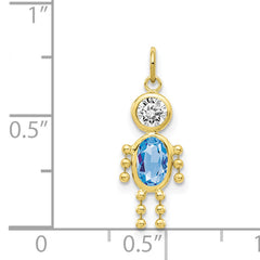 10K Gold March Boy Birthstone Charm with Polished Finish