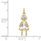 10K Gold April Birthstone Girl Charm with Polished Finish by Sophia Jewelers