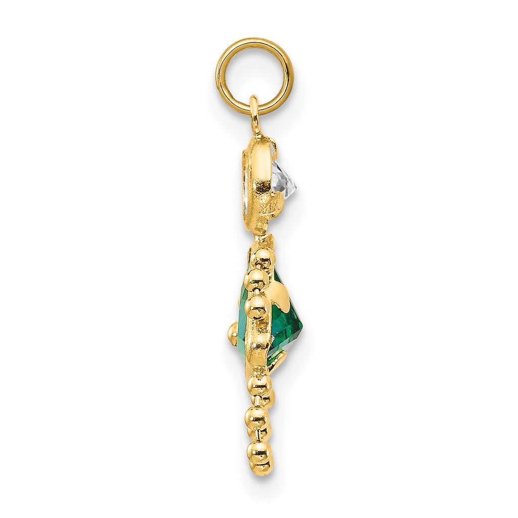 10K Gold May Birthstone Girl Charm with Polished Finish Elegant Design