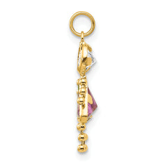 10K Yellow Gold June Birthstone Girl Charm in Polished Finish