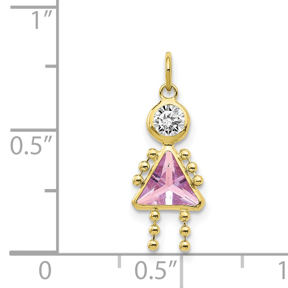 10K Yellow Gold June Birthstone Girl Charm in Polished Finish