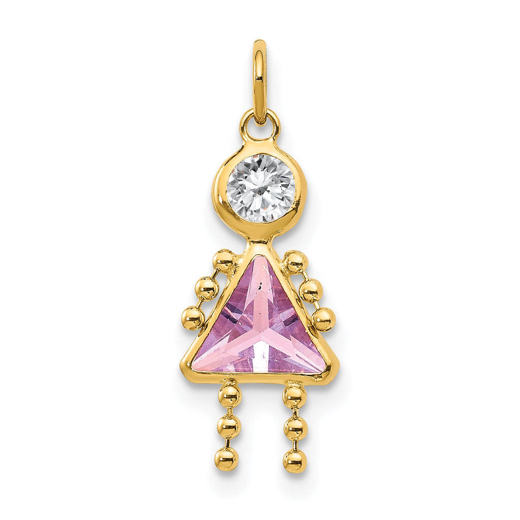 10k June Girl Birthstone Charm