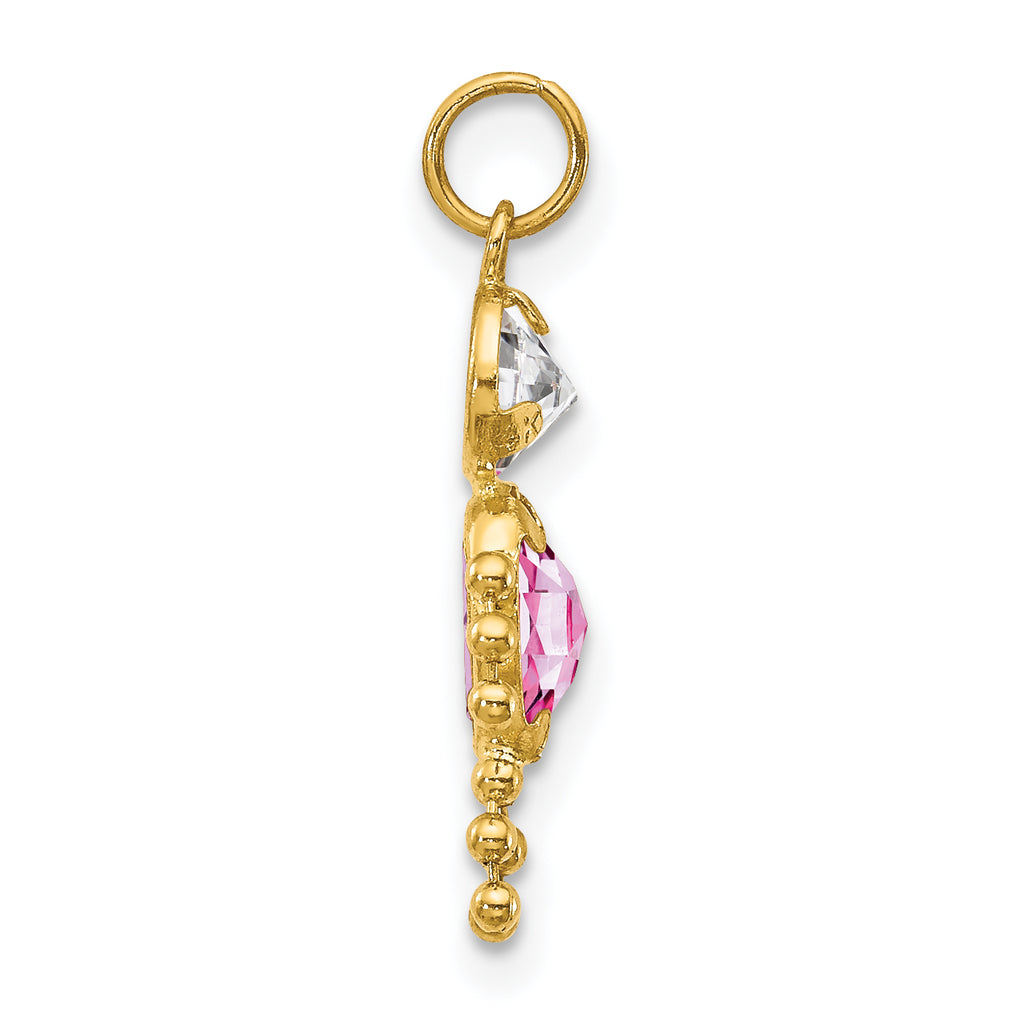 10K Gold Polished June Boy Birthstone Charm  Elegant & Hollow Design