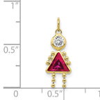 10K Gold July Birthstone Girl Charm with Polished Finish