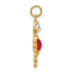 10K Gold July Boy Birthstone Charm with Polished Finish  Hollow Design