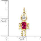 10K Gold July Boy Birthstone Charm with Polished Finish  Hollow Design