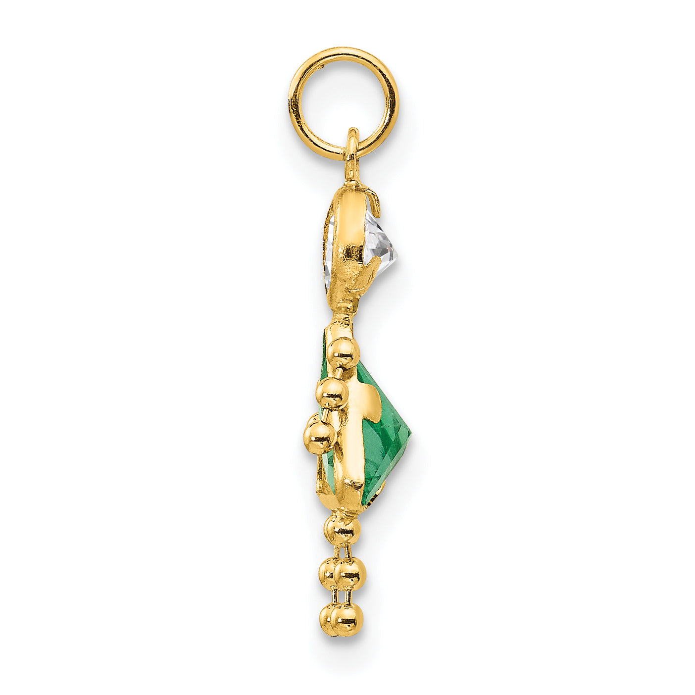 10K Gold August Girl Birthstone Charm with Polished Finish