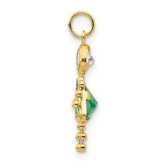 10K Gold August Girl Birthstone Charm with Polished Finish