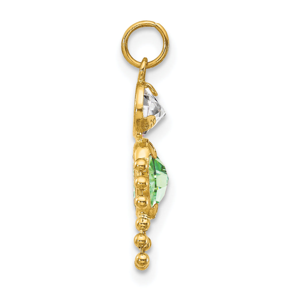 10K Gold August Boy Birthstone Charm with Polished Finish