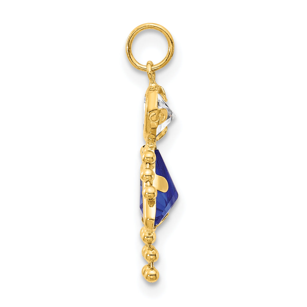 10K Yellow Gold September Birthstone Girl Charm  Polished Finish Elegance