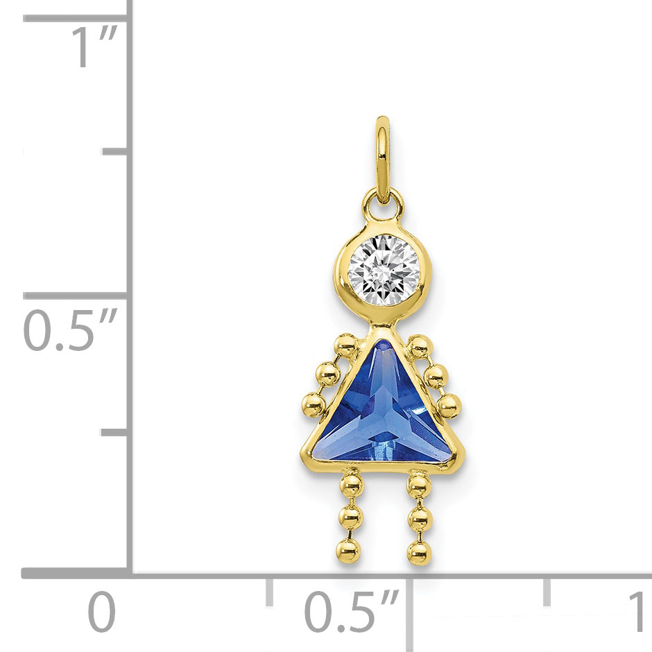 10K Yellow Gold September Birthstone Girl Charm  Polished Finish Elegance