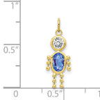 10K Gold September Boy Birthstone Charm with Polished Finish