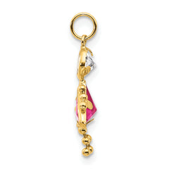 10K Gold October Birthstone Girl Charm with Polished Finish