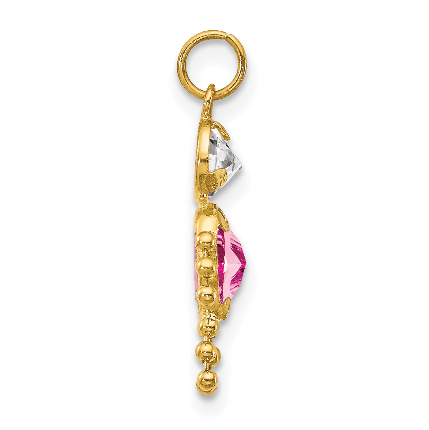 10K Yellow Gold October Boy Birthstone Charm with Polished Finish Secondary image