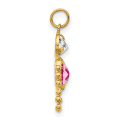 10K Yellow Gold October Boy Birthstone Charm with Polished Finish
