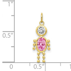 10K Yellow Gold October Boy Birthstone Charm with Polished Finish