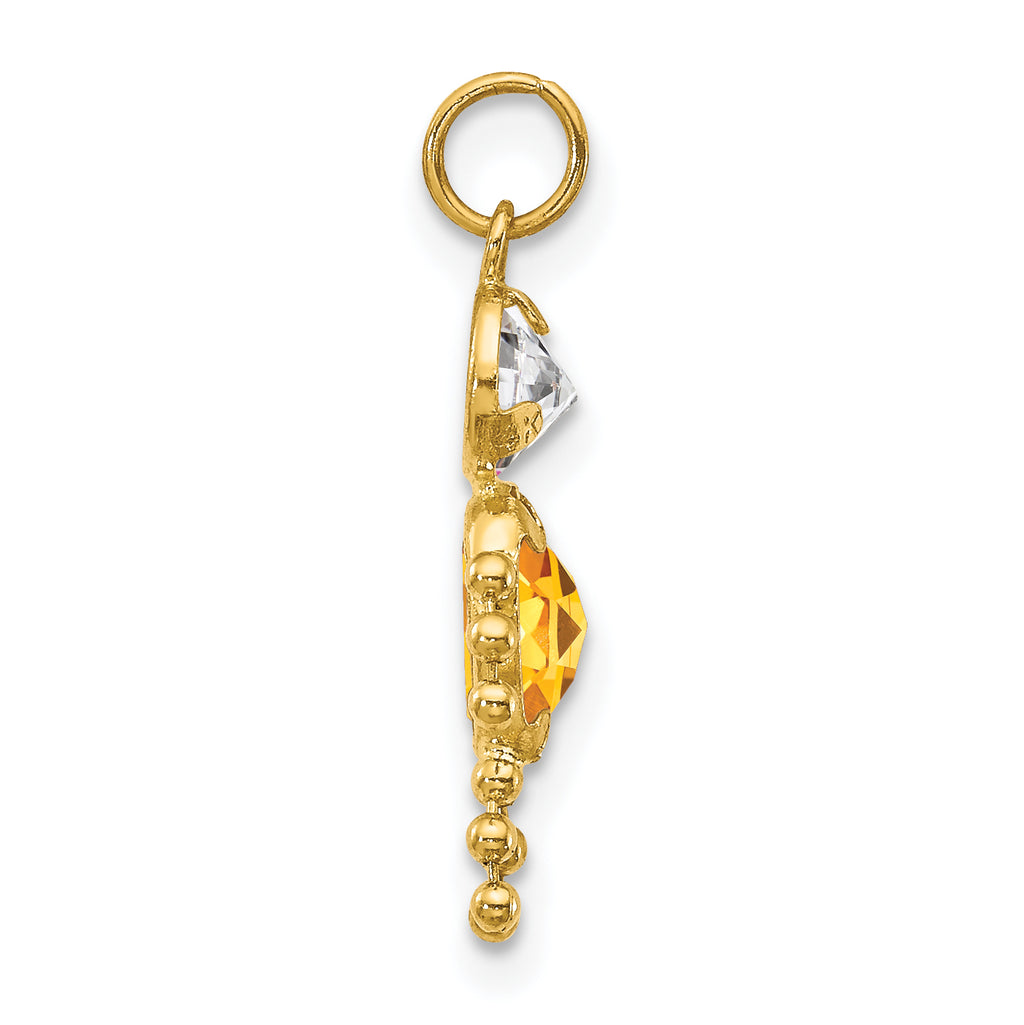 10K Gold November Boy Birthstone Charm Polished Hollow Design