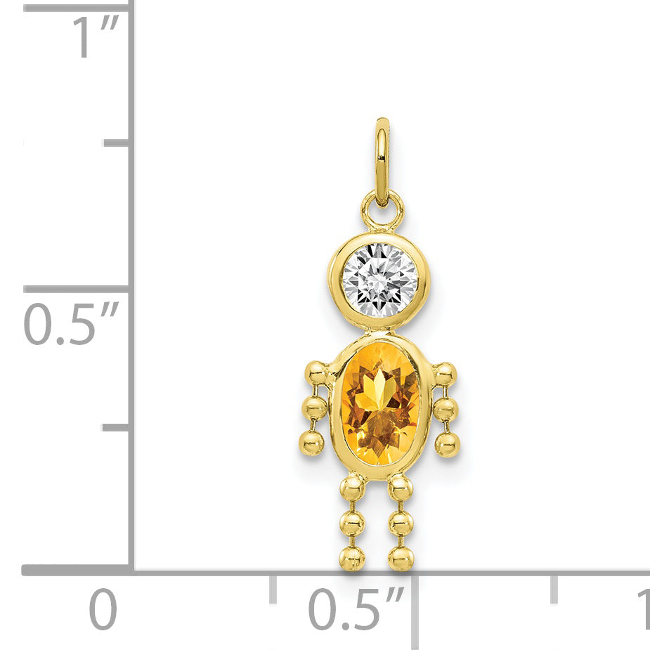 10K Gold November Boy Birthstone Charm Polished Hollow Design
