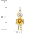 10K Gold November Boy Birthstone Charm Polished Hollow Design