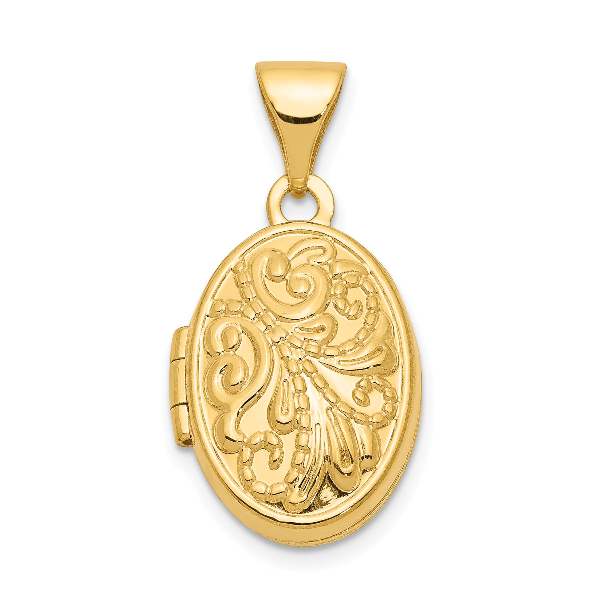 10ky Beaded Scroll Design Oval Locket