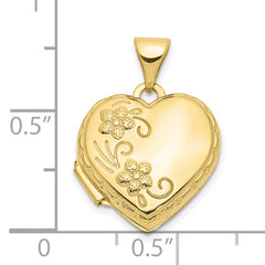 10k Domed Floral Heart Locket