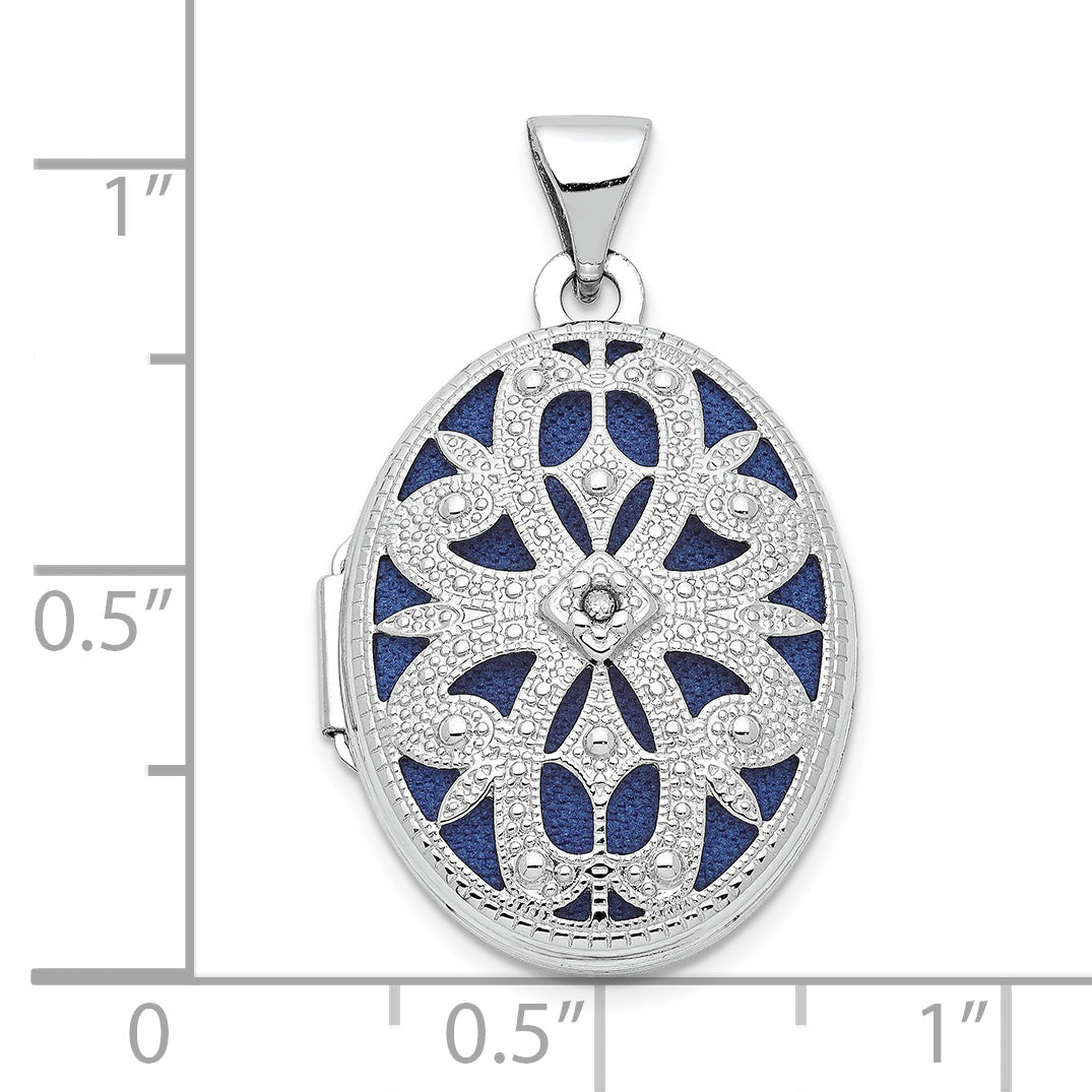 10k White Gold 21mm Oval w/ Diamond Vintage Locket