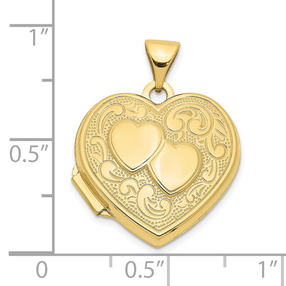 10k Double Heart Locket