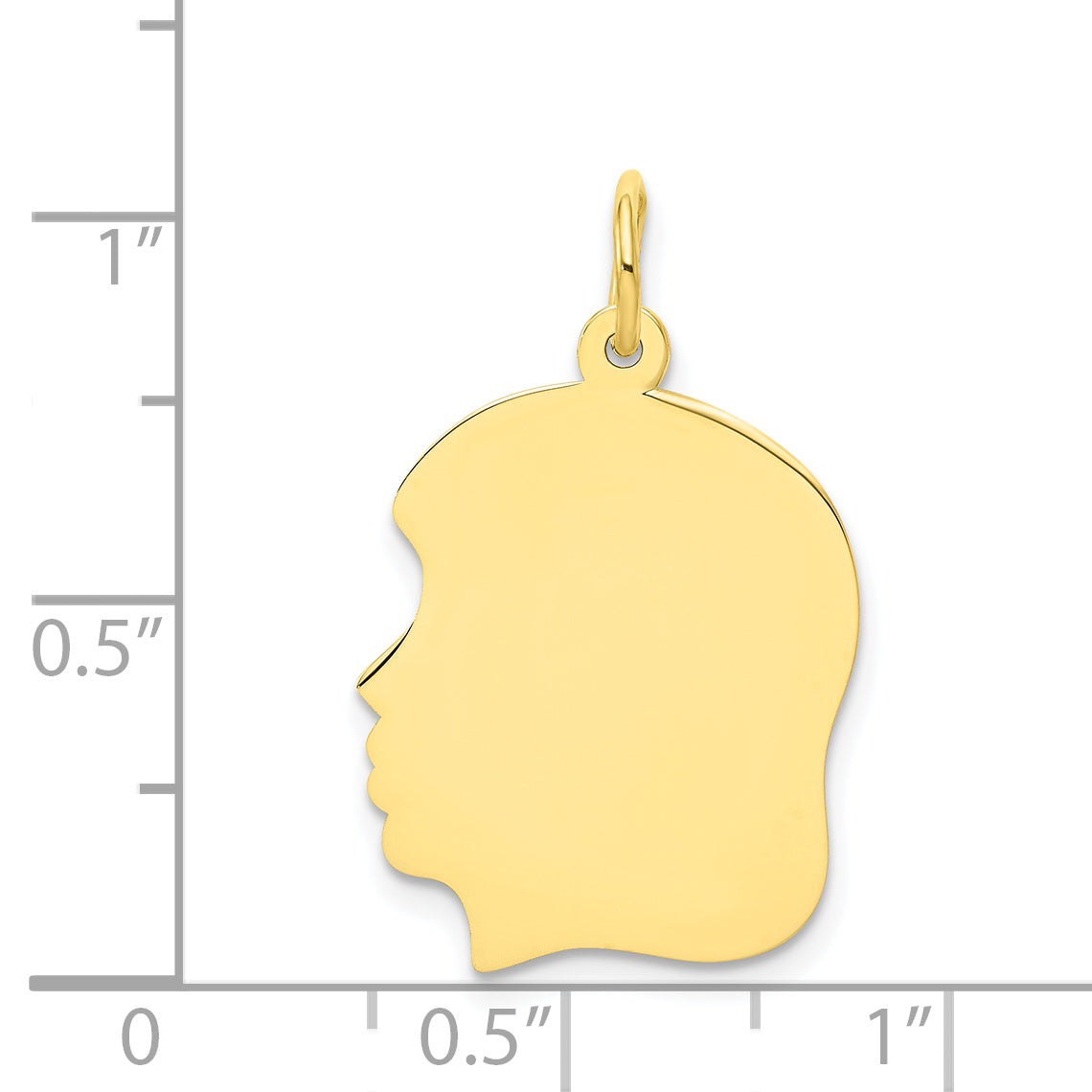 10K Gold Engravable Girl Head Charm Polished Finish 27mm Elegant Design Secondary image