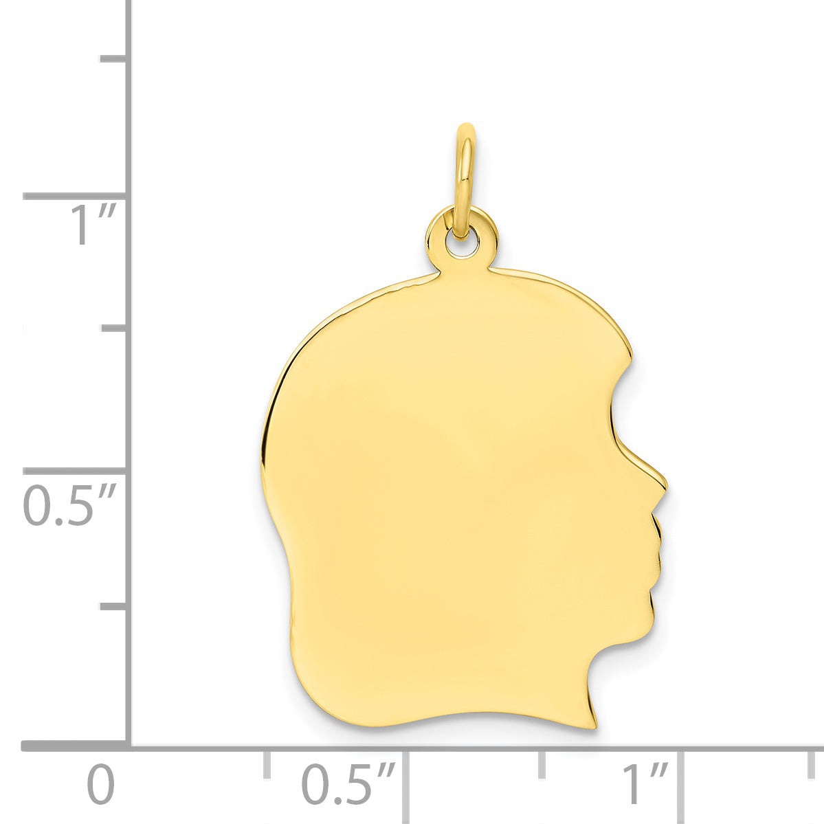 10K Plain Large .013 Gauge Facing Right Engravable Girl Head Charm