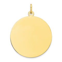 10K Yellow Gold Engravable Polished Disc Charm  Solid and Elegant