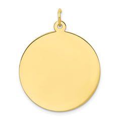 10K Gold Engravable Disc Charm with Polished Finish for Personalized Elegance