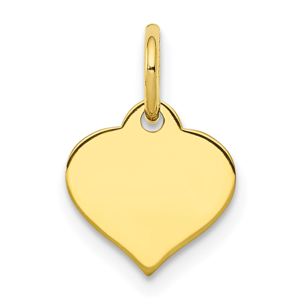 10K Gold Polished Heart Disc Charm with Solid Design   Elegant & Timeless