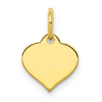 10K Gold Polished Heart Disc Charm with Solid Design   Elegant & Timeless