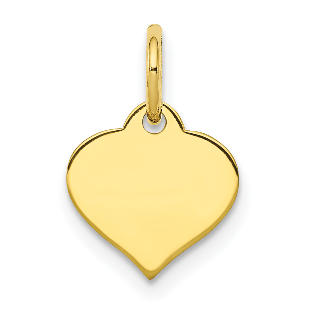 10K Gold Polished Heart Disc Charm with Solid Design