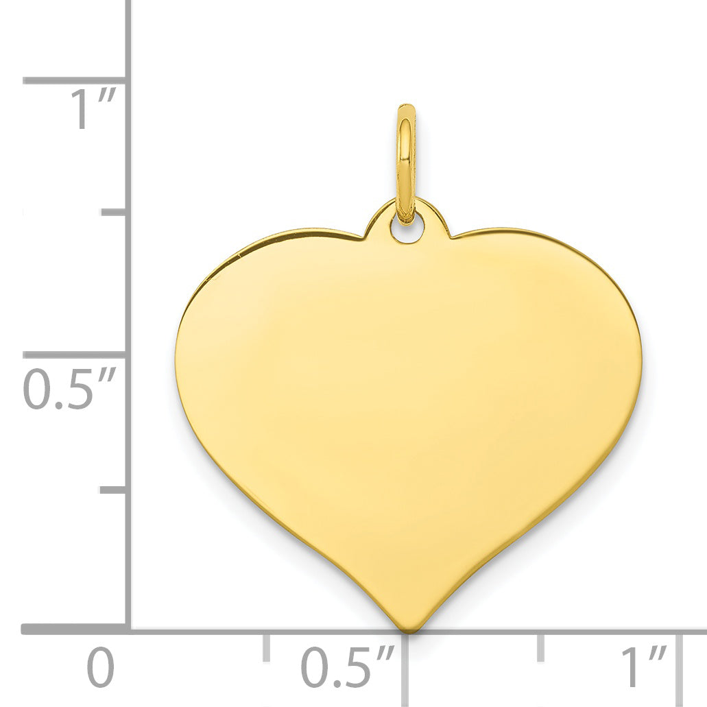 10K Yellow Gold Engravable Heart Disc Charm with Polished Finish Secondary image