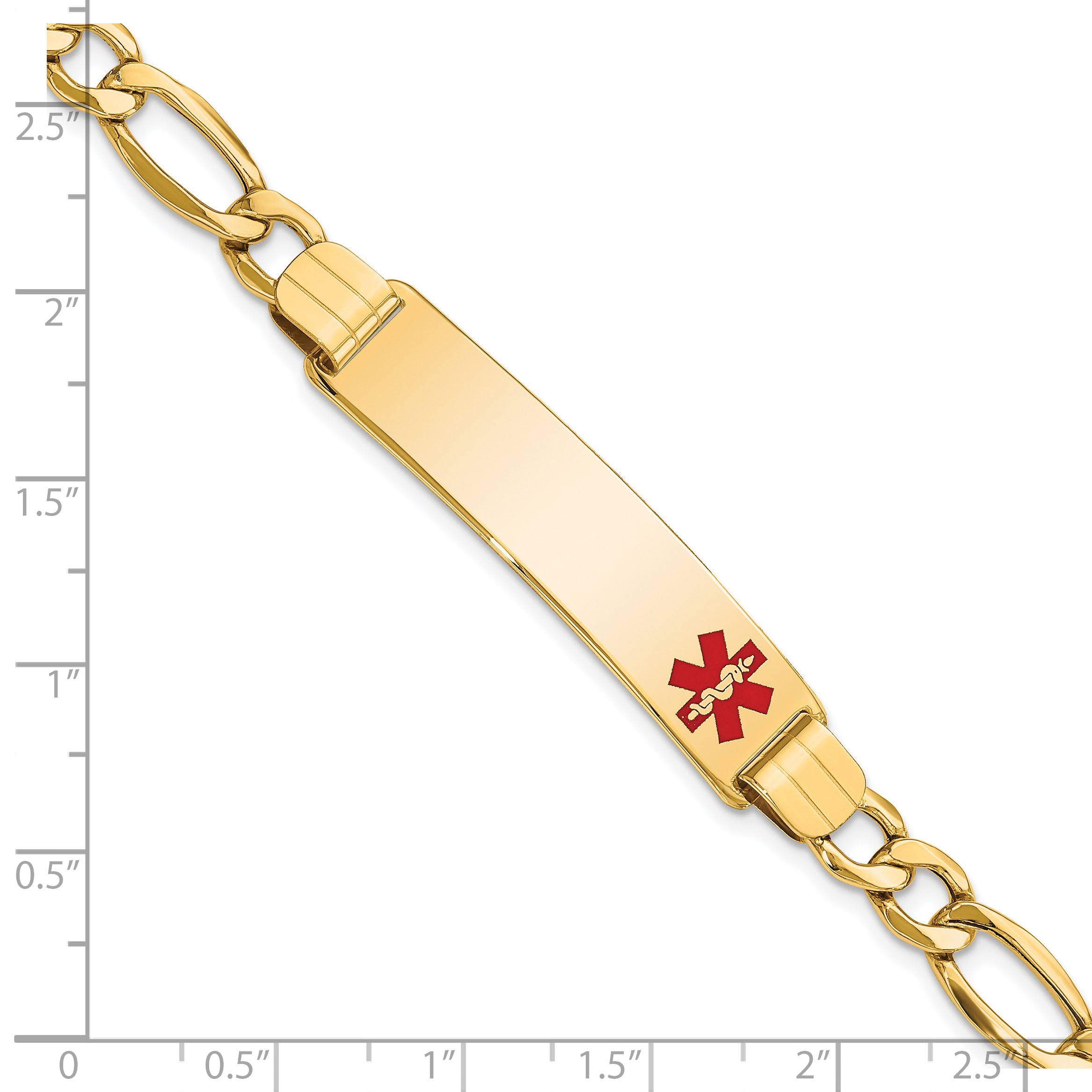 10k Semi-Solid Medical Polished Red Enamel Figaro ID Bracelet