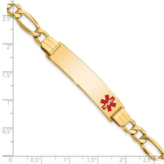 10k Semi-Solid Medical Polished Red Enamel Figaro ID Bracelet