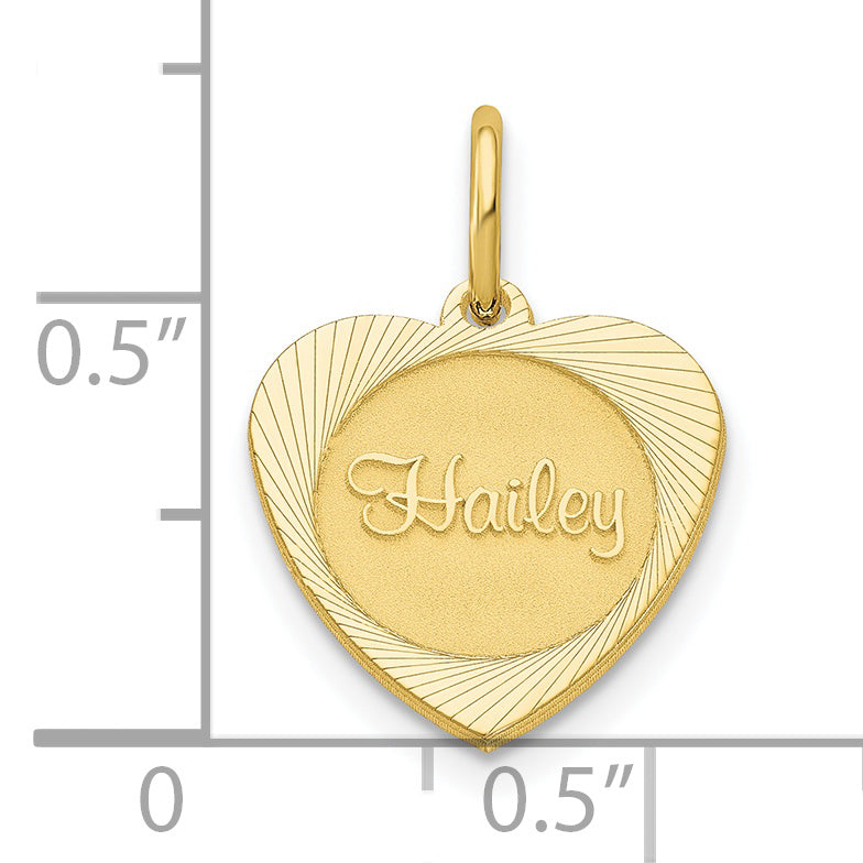 10K Small Heart Disc with Name Charm