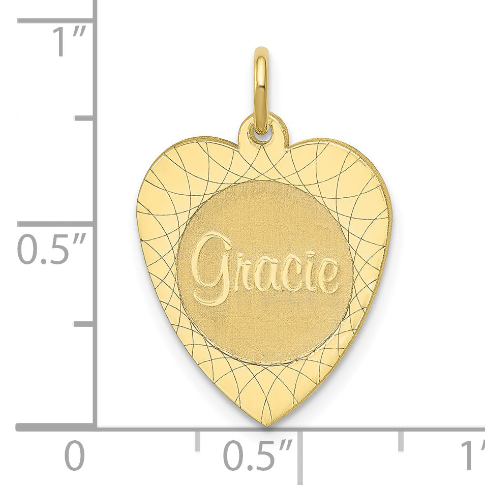 10K Large Heart Disc with Name Charm Secondary image