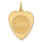 10K Large Heart Disc with Name Charm