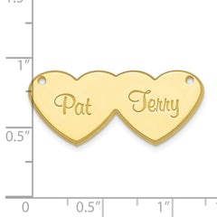 10K Double Heart Name Plate