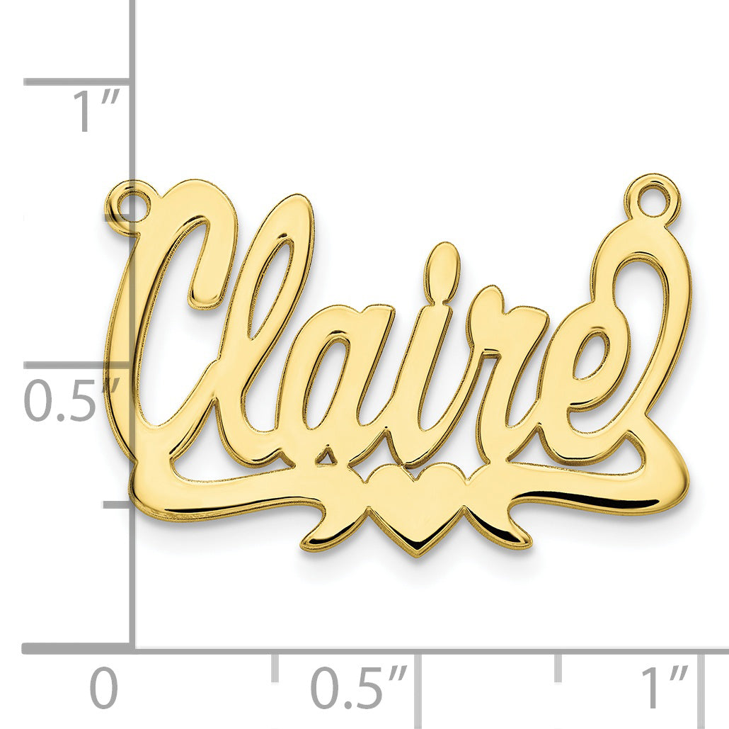 10K Polished Heart Name Plate